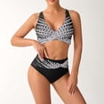 thumbnail image 1 of Trajes de baño Amzcrzy Tankini para mujer, trajes de baño, trajes de baño, bikini de control de abdomen para mujer, traje de baño de dos piezas estampado de moda de cintura alta, negro, M, 1 of 7