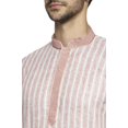 thumbnail image 4 of Ethnix Men's Mandarin Collar Fine Pink Stripe with Embroidered Placket Long Kurta Tunic; Pink; MD, 4 of 4