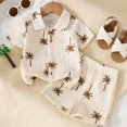 thumbnail image 2 of CAICJ98 Toddler Baby Boy Clothes Linen Summer Outfits Tropical Vacation Button Up Short Sleeve Shirts & Shorts Set Baby Clothes for Boys (Khaki,3-4 Years), 2 of 7