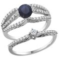 thumbnail image 1 of 14K White Gold Natural High Quality Blue Sapphire 2-piece Engagement Ring Set Round 5mm, size 5.5, 1 of 2