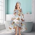thumbnail image 6 of Gray Highland Cow Flower Boot Pattern Hooded Bath Towel，60"x35" for Ages 3 To 12 Kids, Quick Dry Lightweight Soft Microfiber Hood Beach Towel Cover Up for Kids, 6 of 7