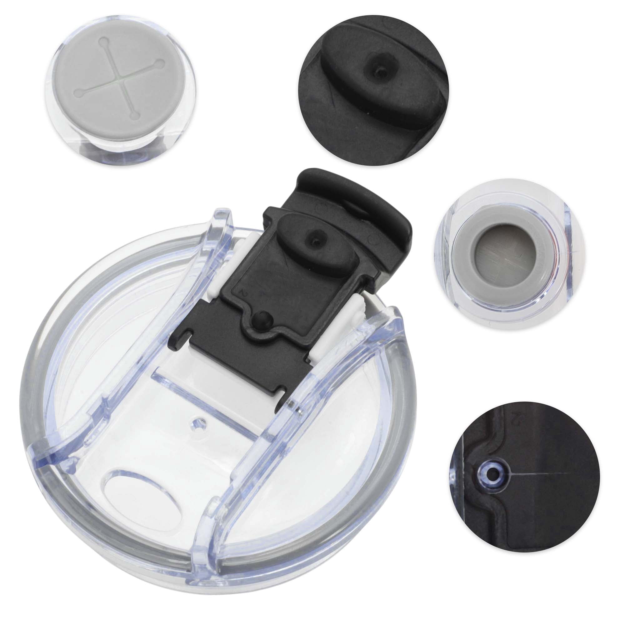 Unique Bargains 1 Pc Washable Tumbler Lid White Black