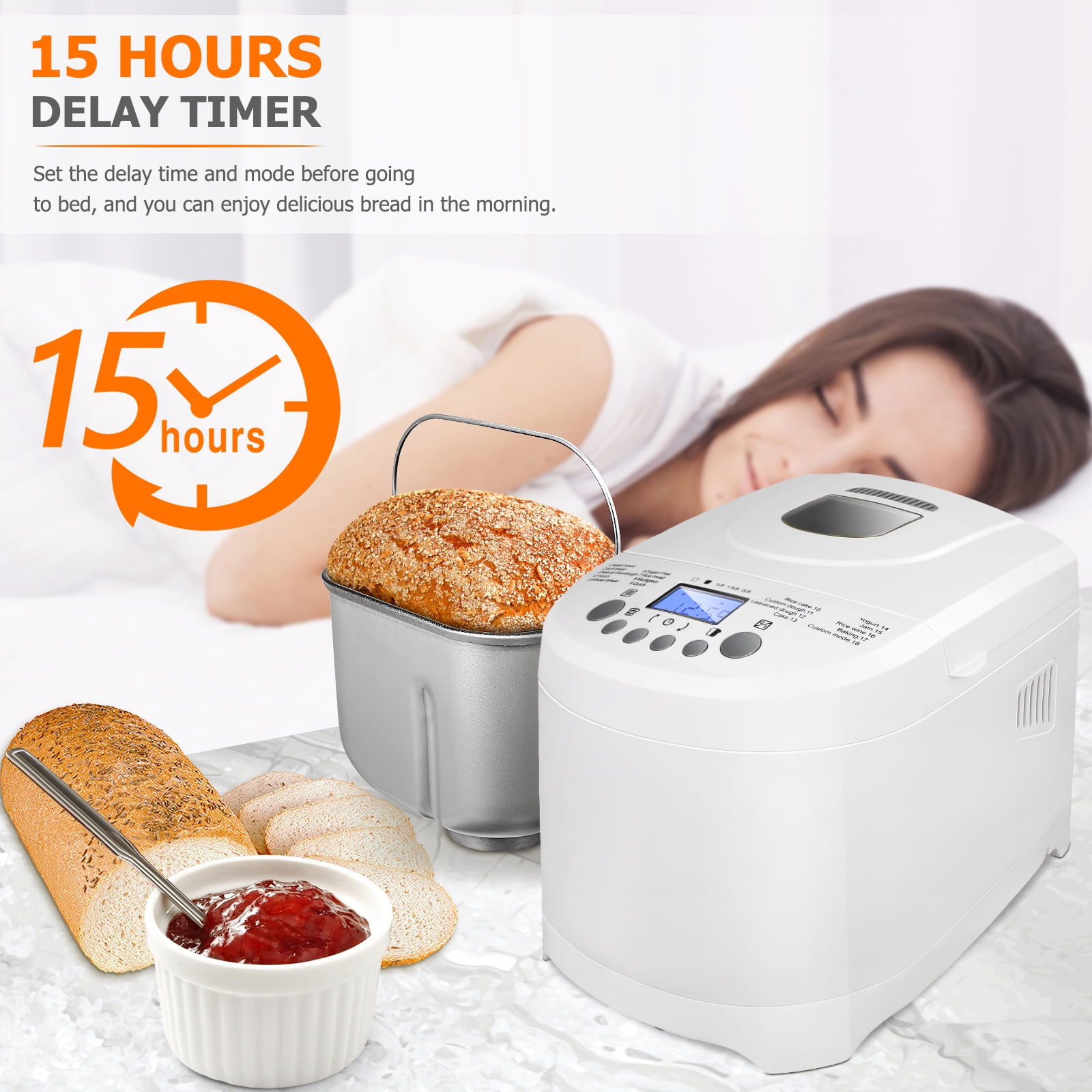 Baulia Automatic 2 LB Bread Maker Machine 710-Watt 17 Bread Baking Functions