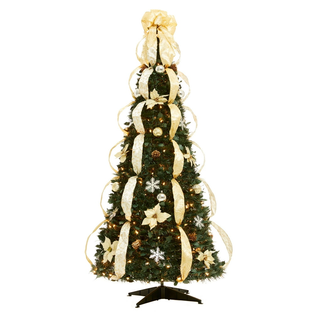 BrylaneHome Christmas Fully Decorated PreLit 6Ft. PopUp Christmas Tree Tree