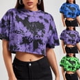 thumbnail image 3 of WTXUE T-Shirts Short Sleeve, Crew Neck Womens Tops Ladies Blouses T Shirts Tie Dy Womens Shirts Tie Dye, Graphic Tees Graphic Tees Crop Tops | Casual for Women Green L, 3 of 9