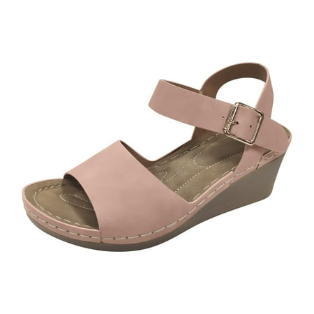 

Women Sandals Buckle Sandals Platform Wedge Slippers Cool Fashion Versatile Fish Mouth Breathable Wedge Slippers Sandals Linen