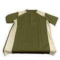 thumbnail image 6 of HomeDM Men's Henley Button Down Shirts, Color Block Short Sleeve Casual Basic Tee Summer Lightweight T Shirts, Army Green, 6 of 8