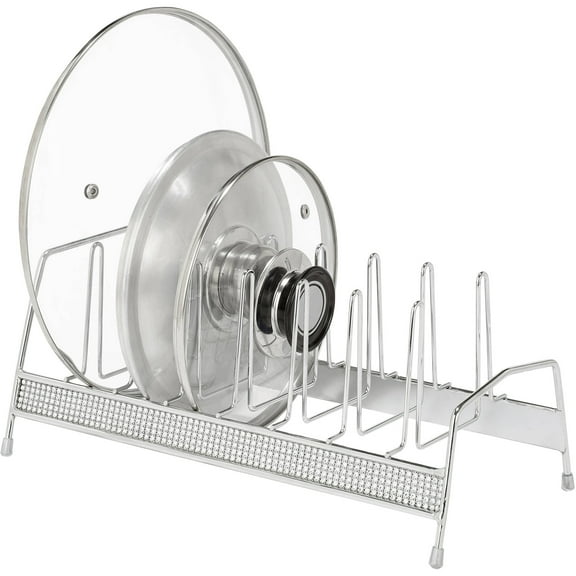 Kitchen Details Lid Organizer in Chrome Pave Diamond Design