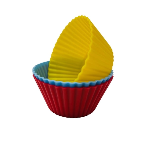 ROSOZ Colorful 12 Piece Silicone Muffin Tray, 7cm Round Baking Cups for Cakes, Jelly, and DIY Treats