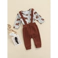 thumbnail image 3 of Qiylii Baby Boys 2 Pcs Outfits Cartoon Bear Print Romper+Suspender Pant, 3 of 7