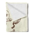 thumbnail image 2 of Movie Theater Soft Flannel Fleece Throw Blanket, Photography and Cinema Vintage Set in Sketch Art Style Director Shooting, Cozy Plush for Indoor and Outdoor Use, 50" x 60", Beige Brown, by Ambesonne, 2 of 5