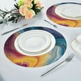 thumbnail image 6 of Round Placemats Set of 4 Heat Resistant Washable Kitchen Table Decorations 15.4in Rainbow-colored Sinuous Marble, 6 of 7