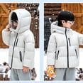 thumbnail image 6 of Fesfesfes Unisex Kids Medium Long Down Jacket Hooded Coat Thick Insulated Outerwear for Cold Weather Casual Childrens Padded Parka Winter Warm Outwear(Beige#3,13-14 Years), 6 of 8
