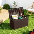 thumbnail image 3 of WLLJOY 100 Gallon Outdoor Storage Resin Deck Box, Lockable Patio Outdoor Storage Box for Furniture, Garden Tools and Tools Storage, Waterproof, Brown, 3 of 8