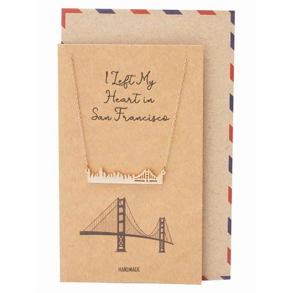 quan jewelry Collier Pendentif Pont Golden Gate, Cadeaux Faits à la Main avec Carte de Vœux Inspirante