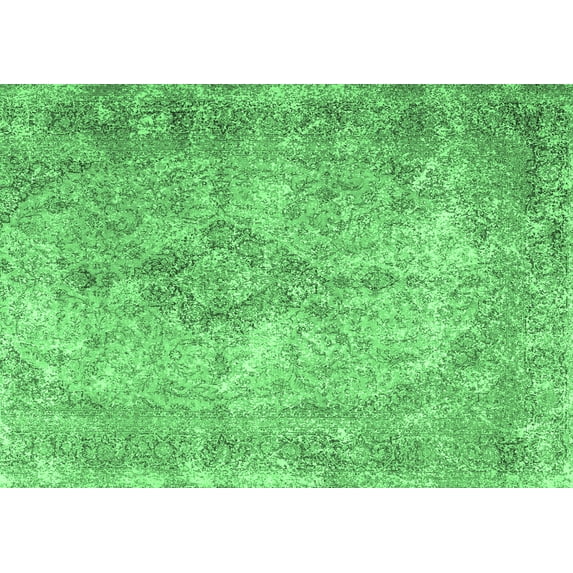 Ahgly Company Indoor Rectangle Persian Emerald Green Traditional Area Rugs, 5' x 7'