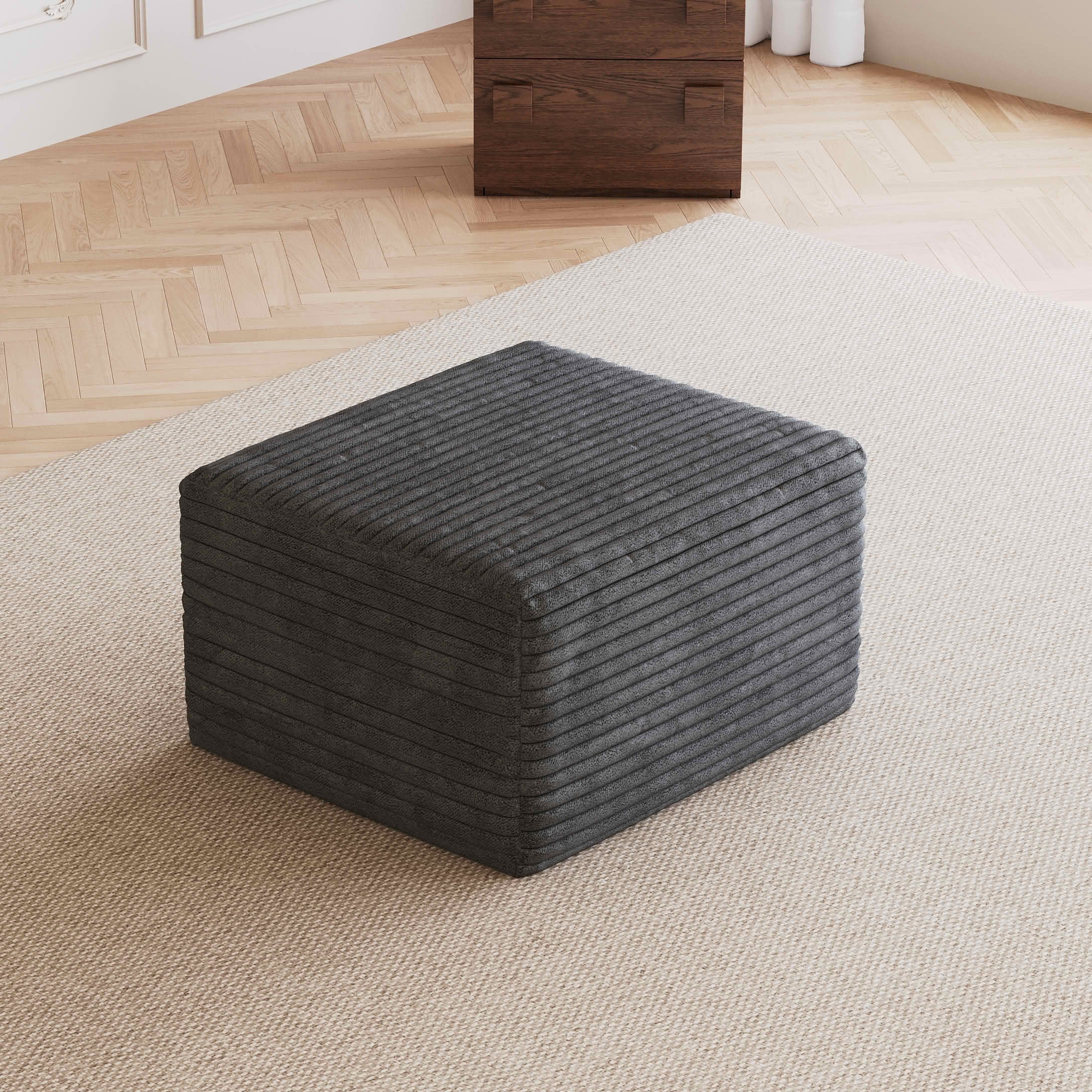 MAYEERTY Corduroy Sofa Ottoman, Plush Soft Footrest, Modular Leisure Stool with No Assembly Required, Suitable for Living Room, Apartment and Bedroom