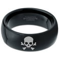 thumbnail image 2 of Tungsten Skull and Crossbones Bones Band Ring 8mm Men Women Comfort Fit Black Dome Polished, 2 of 4
