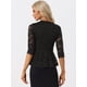 thumbnail image 3 of Top con Encaje para Mujer Peplum Blusa Elegante de Manga 3/4 Negro XS, 3 of 5