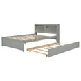 thumbnail image 3 of Miniyam Wood Full Size Bed with Trundle & Bookcase Headboard for Kids and Teens, Gray, 3 of 8