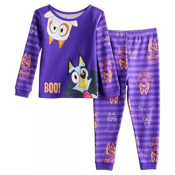 Bluey and Bingo Halloween Costume Purple Toddler Girl's Pajama Set, Size 3T