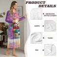 thumbnail image 6 of SEANATIVE Women's Christmas Sleep Dress Nightgown Button Front Sleepshirt Long Sleeve Pajama Dress Comfort Bedroom Lounge Housecoat Nightshirt, 3XL, Snowman Violet Galaxy Pattern, 6 of 7