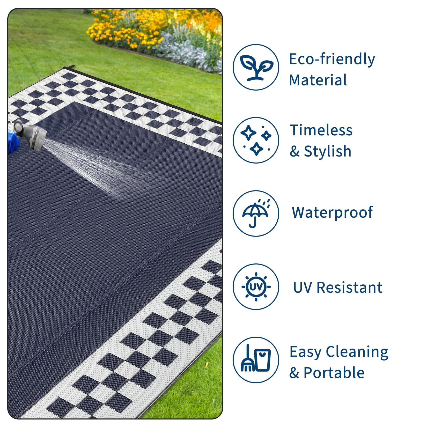 Outdoor Rug, Waterproof Reversible Patio Rug, Extra Large Plastic Straw Area Rug for Camping, RV, Backyard