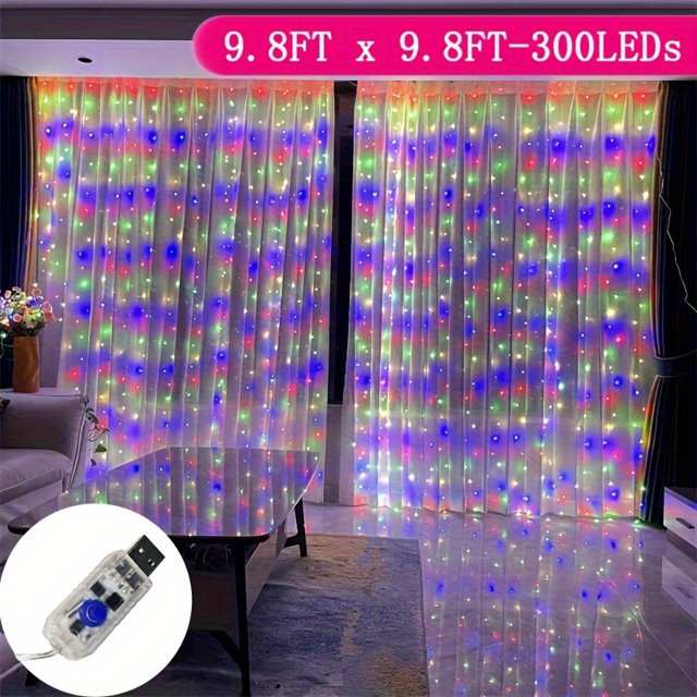 CNKOO Lumières de Rideau LED Alimentées par USB avec Télécommande - 8 Modes Guirlandes Lumineuses Étanches pour Décoration Extérieure et Intérieure Parfaites pour Noël Halloween Mariages et Fêtes
