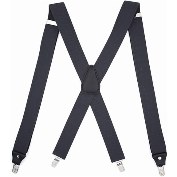 Mens Suspenders Adjustable Elastic X Back Style Strong Metal Clips Black