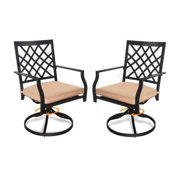 CoCoCherry MEOOEM Outdoor Swivel Chairs Set of 2 Patio Metal Dining