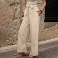thumbnail image 6 of JJHGVB Palazzo Pants Wide Leg Pants Woman Women's Fashion Clothes For Every Occasion Cotton Linen Cardigan Summer Chic Womens Casual Pants Women'S Pants Beige L, 6 of 9