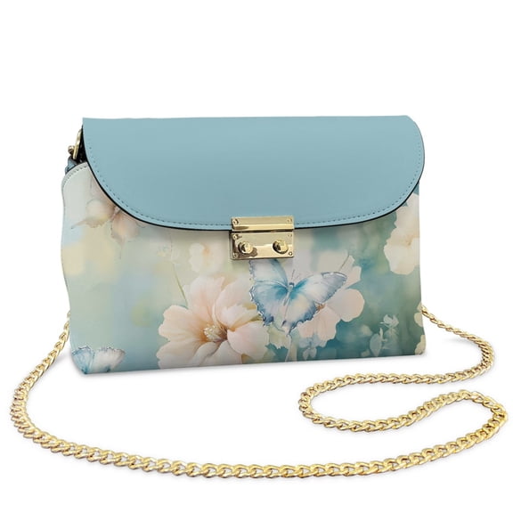 TSOVTHRID Watercolor Leaf Green Print Crossbody Bags for Women Trendy PU Leather Small Crossbody Purses Shoulder Handbags with Detachable Strap