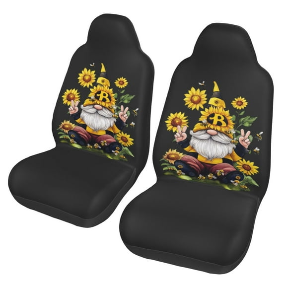 KAKALAD Sun Flowers Sunflower Gnome Car Seat Covers Set Vehicle Front Seats Protector 2 Pcs