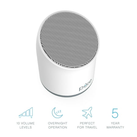 Pure Enrichment® Wave™ Mini Travel Sound Machine - 6 Soothing Sounds Including White Noise, Seamless Loop Audio, Rechargeable Battery, 48 Hour Run Time, Optional Timer, and Storage Bag