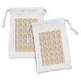 thumbnail image 1 of Autumn Fabric Pouch Set of 2, Abstract Colorful Fall Season Elements Leaves Floral Illustration Botany Art, Drawstring Bag for Toiletries Masks and Favors, 9" x 6", Cream Multicolor, by Ambesonne, 1 of 2