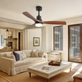 thumbnail image 5 of Sofucor 52 Inch Ceiling Fan with LED Light, 3 Solid Walnut Wood Blades, Matte Black Housing, Modern Indoor Ceiling Fan for Bedroom Living Room, 5 of 10