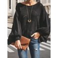 thumbnail image 4 of Females Plus Size Sweater Casual Crew Neck Oversized Pullover Loose Fit Comfort Style Black XXL, 4 of 7