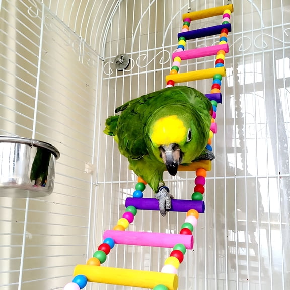 ACDANC Bird Parrot Toys Ladders Swing Chewing Toys Hanging Pet Bird Cage Accessories Hammock Swing Toy for Small Parakeets Cockatiels, Lovebirds, Conures, Macaws, Lovebirds, Finches, 22inch 8 Ladders
