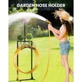 thumbnail image 7 of Garden Hose Holder Upgraded 5 Spikes Water Hose Holder 150ft with 2 Shepherds Hooks & 1 Flower Pot Stand Detachable Hose Hanger Sturdy Hose Hanger Stand Storage Rack for Outside, Yard, Lawn, Farm, 7 of 7