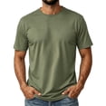 thumbnail image 2 of HAOTAGS Mens T-Shirt Casual Breathable Cotton Basic Short Sleeve Tee Tops Army Green Size 2XL, 2 of 6