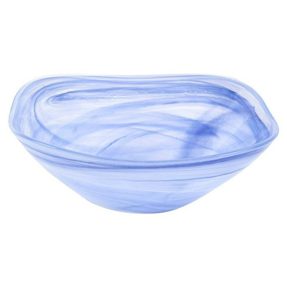 HomeRoots 476269 10 in. Blue & White Alabaster Glass Square Salad Bowl