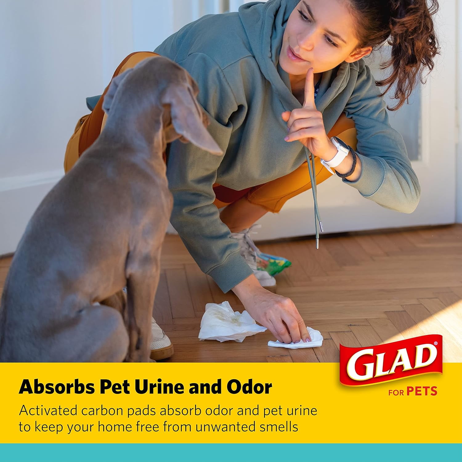 Glad Activated Charcoal Leak-Resistant Training Pads for Dogs, Medium Size, 17.5in x 23.5in, 120 Count
