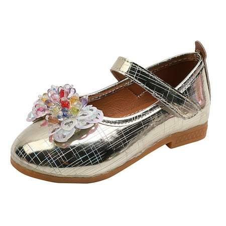 

TAIAOJING Girls Dress Shoes Cute Sequins Shiny Colorful Bow Flat Bottom Non-Slip Shoe