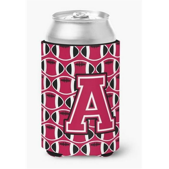 Letter A Football Crimson & White Can or Bottle Hugger