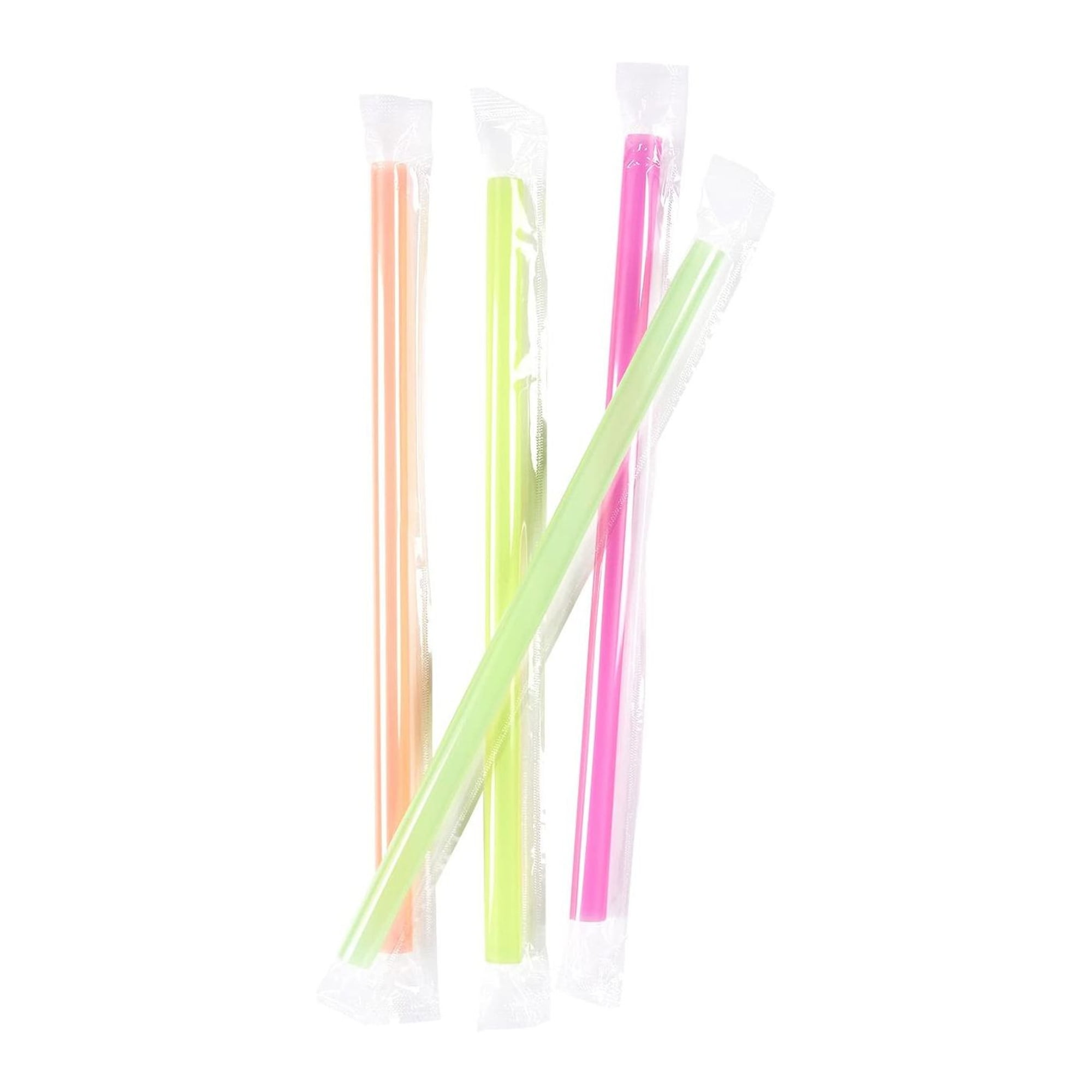 Boba Bamboo Fiber Straws, Individually Wrapped for Drinks, Bubble Tea –