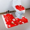 3PCS Christmas Bathroom Non-Slip Pedestal Rug + Lid Toilet Cover + Bath Mat Set