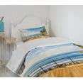 thumbnail image 4 of Ambesonne Italian Quilted Bedspread Set 2 Pcs, Bolsena Lake Italy View, Twin Size, Blue and Pale Brown, 4 of 6