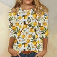 thumbnail image 2 of CYMMPU Summer Trendy Shirts 3/4 Sleeve Tunic Tops Boho Blouses for Women Dressy Casual Spring Tops Bee Printed Crew Neck Loose Fit Lightweight Basic Tees M, 2 of 5
