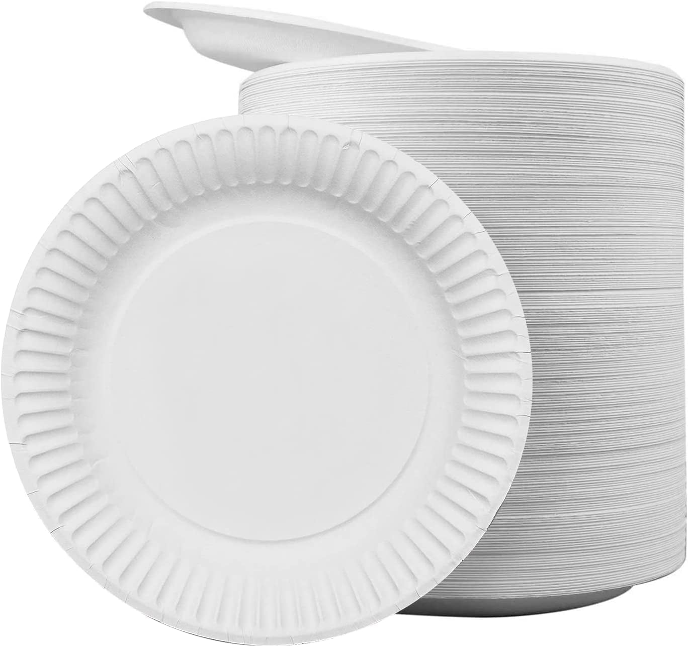 [700 COUNT] White Heavy Duty Disposable Paper Plates 9-Inch by EcoQuality -  Perfect for Parties, BBQ, Catering, Office, Event's, Pizza, Restaurants