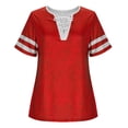 thumbnail image 7 of YUGYXL Womens Criss Cross Short Sleeve T-Shirts V-Neck Floral Summer Blouse Tops Red XL, 7 of 7